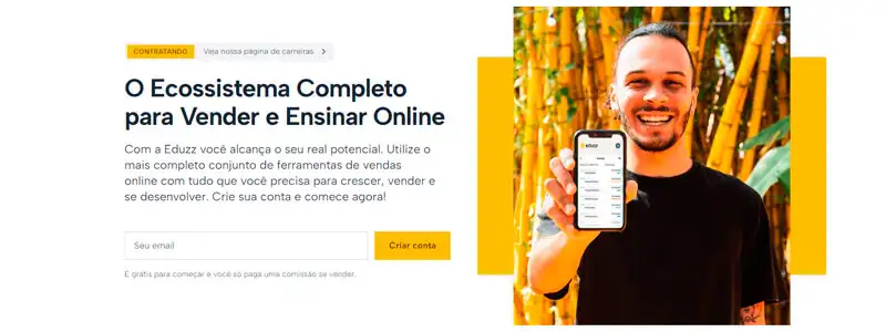 eduzz banner da área de marketing de afiliados no site da Eduzz
