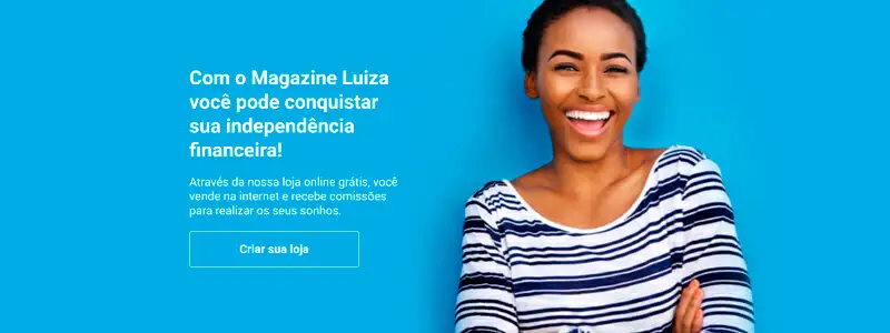 magalu banner da área de marketing de afiliados no site da Magazine Luiza