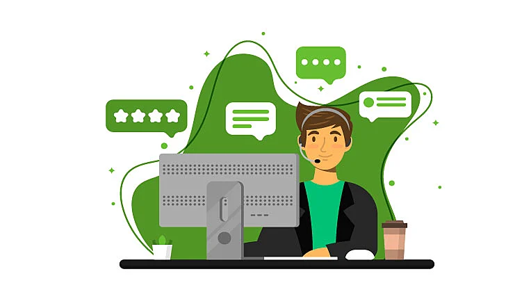 Imagen vectorizada de un operador de servicio al cliente