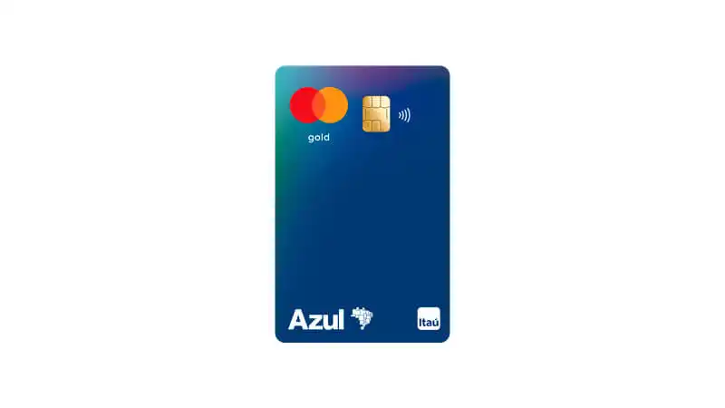 imagem de um cartão de crédito Azul Itaú Mastercard Gold
