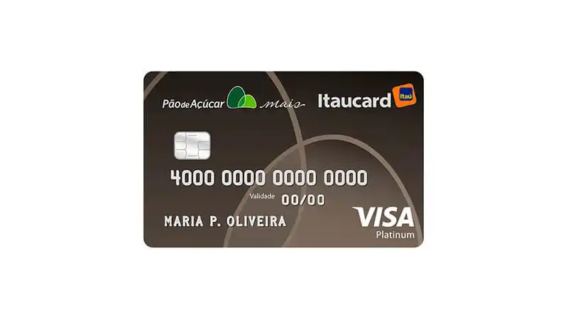 imagem de um cartão de crédito Pão de Açúcar Mais Itaú Platinum Visa