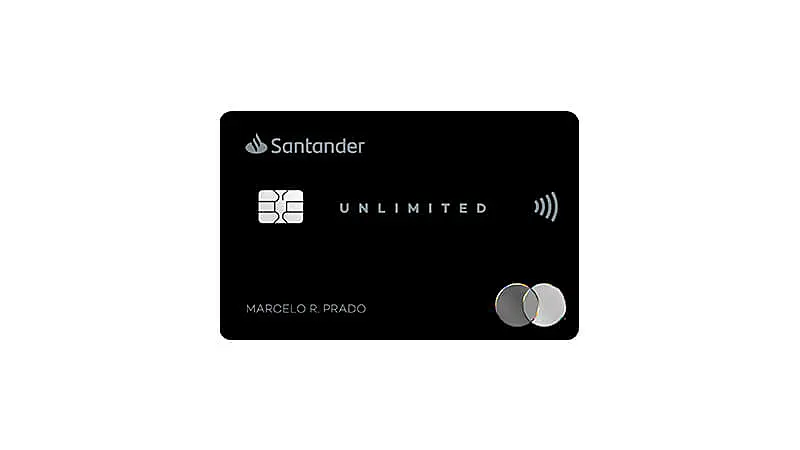 imagem de um cartão de crédito Santander Unlimited Mastercard Black