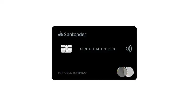 imagem de um cartão de crédito Santander Unlimited Mastercard Black