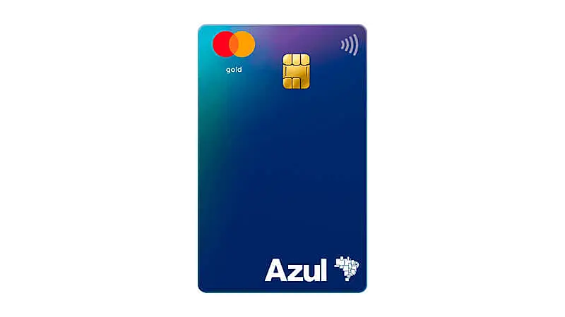 imagem de um cartão de crédito Azul Itaú Mastercard Gold