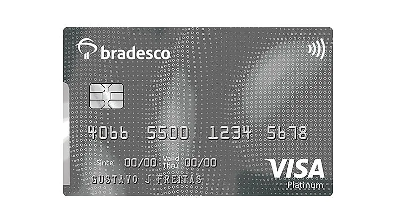 imagem de um cartão de crédito Bradesco Visa Platinum