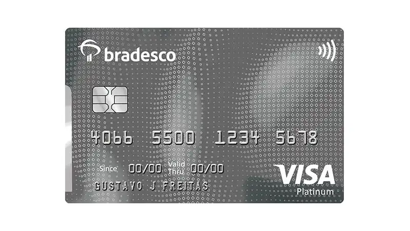 imagem de um cartão de crédito Bradesco Visa Platinum