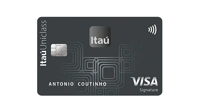 imagem de um cartão de crédito Itaú Uniclass Visa Signatura
