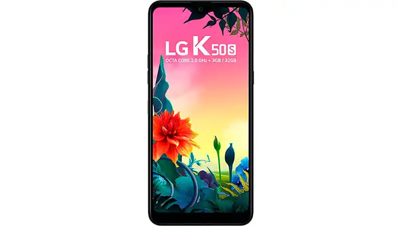 imagem que mostra um celular LG K50S de frente