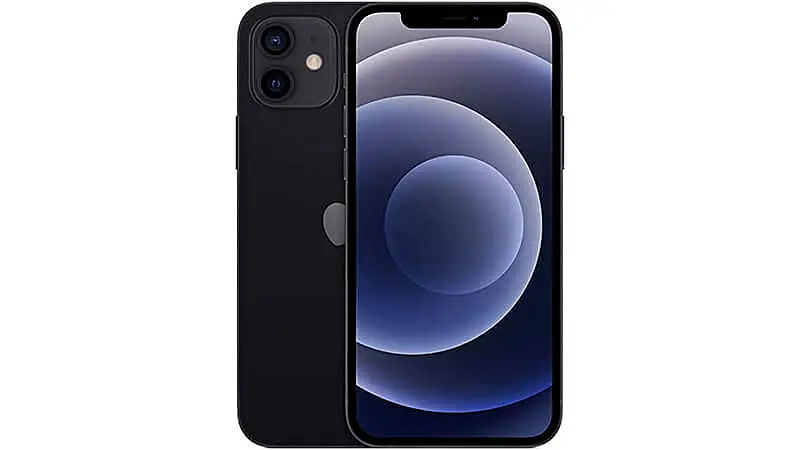 imagem de um celular iPhone 12 de frente e de costas na cor preta