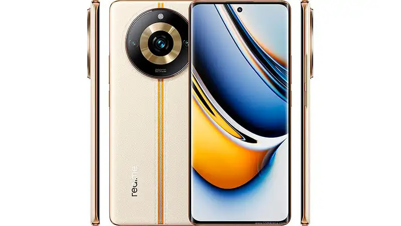 imagem que mostra o Realme 11 Pro Plus em diversos ângulos diferentes