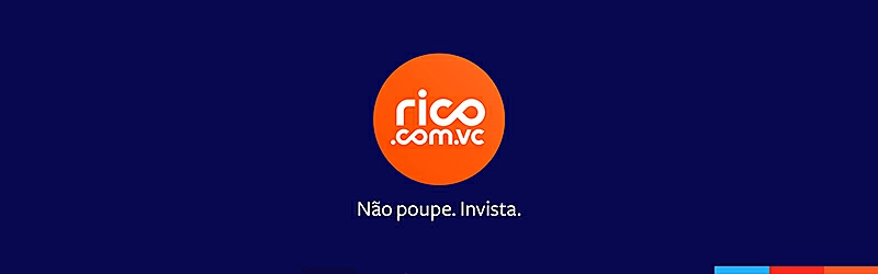 Logo da Rico seguido por texto "Não poupe. Invista."