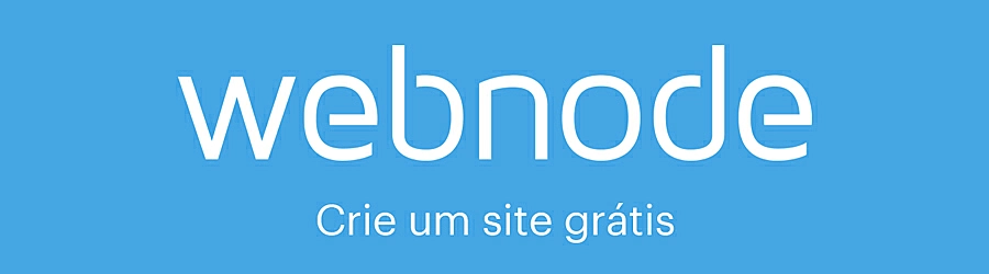 Logo da Webnode com texto "Crie um site grátis"