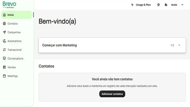 Melhor CRM para WordPress Captura de tela do Brevo