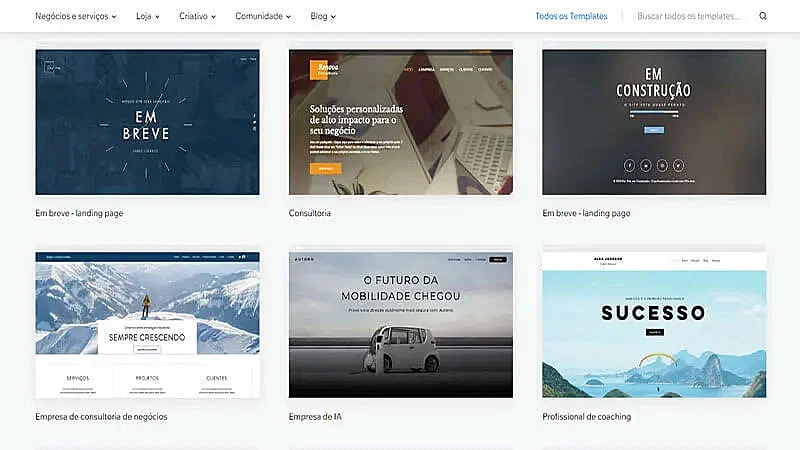 Captura de tela do criador de site de Wix