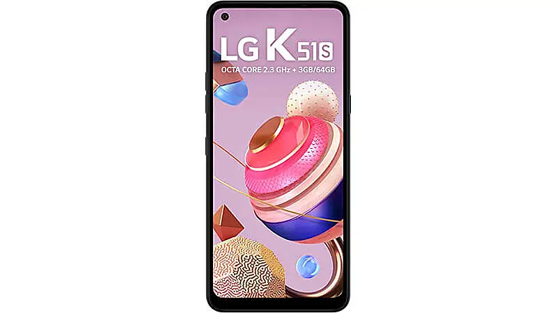 imagem que mostra um LG K51S de frente
