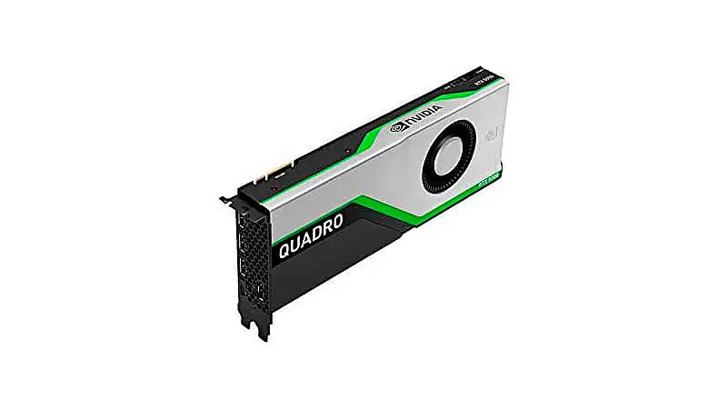 imagem de uma placa de vídeo QUADRO RTX5000 da Nvidia com uma ventoinha