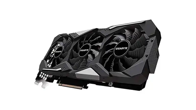 imagem de uma placa de vídeo RTX 2070 da Gigabyte com três ventoinhas