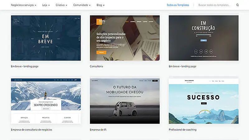 Captura de tela do Wix