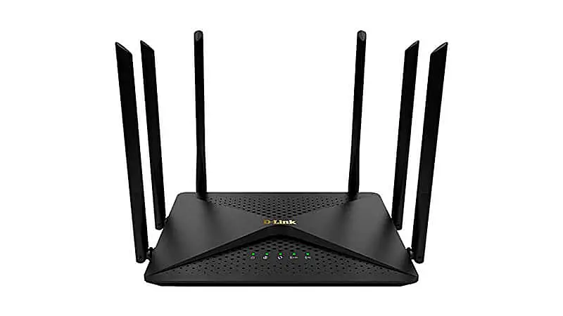 imagem de um roteador Dlink DIR 846 na cor preta com seis antenas