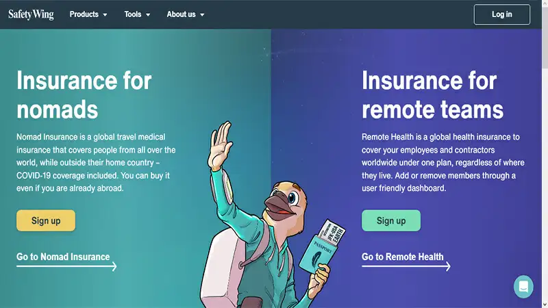 Captura do site SafetyWing