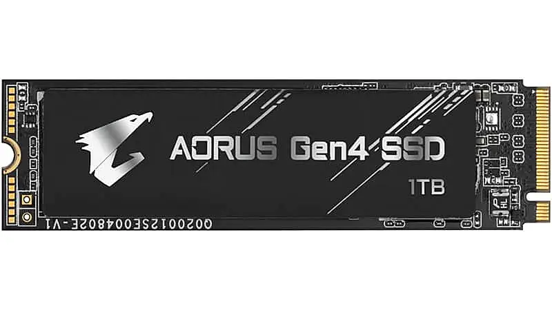 imagem de um SSD NVMe da Aorus com dissipador de metal