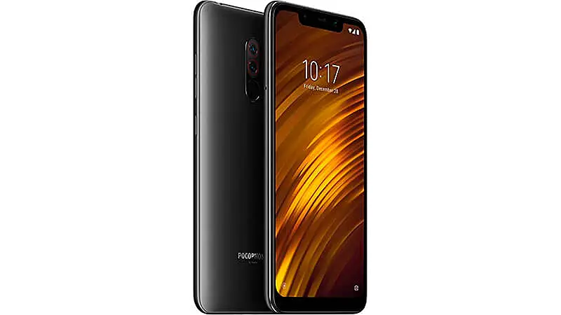 imagem de um celular XIaomi Pocophone F1 de frente e de costas