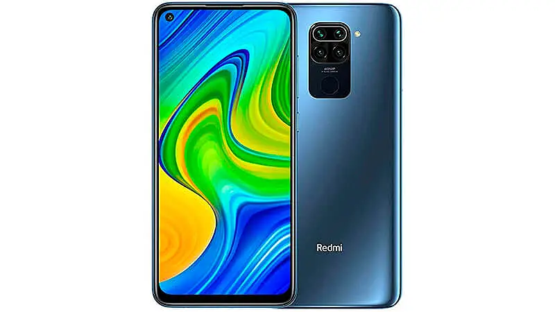 imagem de um celular XIaomi Redmi Note 9 de frente e de costas