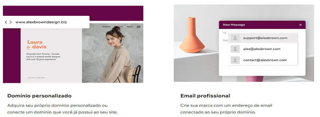 Captura de tela do Wix