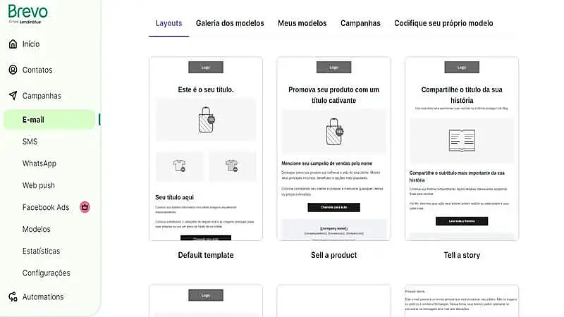 Captura de tela do Brevo