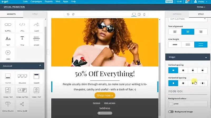 Captura de tela do E-goi