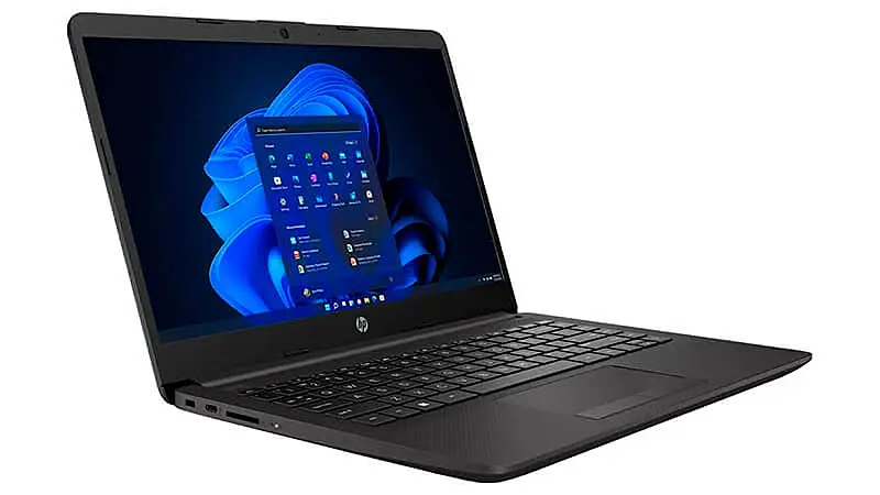 imagem que mostra um notebook HP 240G8 na cor preta