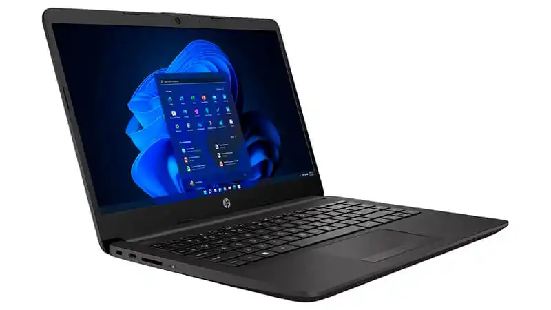 imagem que mostra um notebook HP 240G8 na cor preta