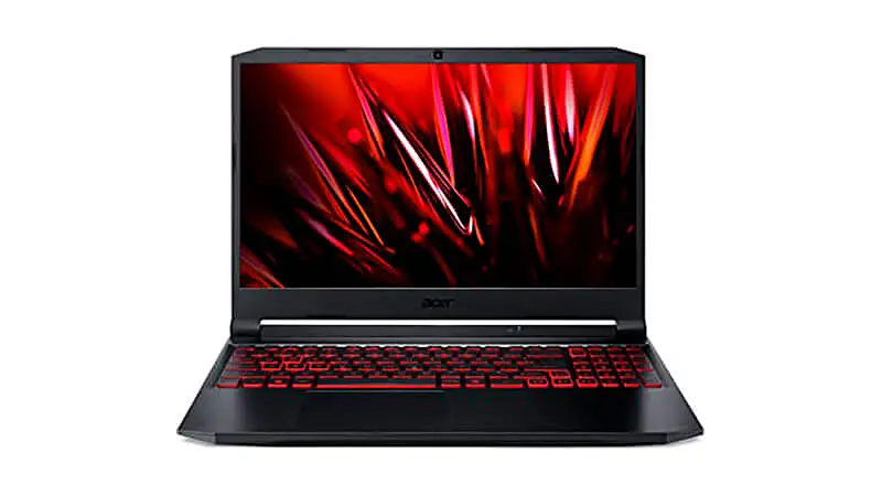 foto do Acer Nitro 5 na cor preta com teclado iluminado na cor vermelha