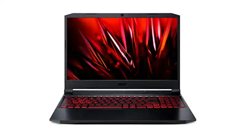 foto do Acer Nitro 5 na cor preta com teclado iluminado na cor vermelha