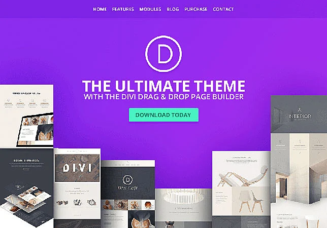 Modelo de landing page da Divi