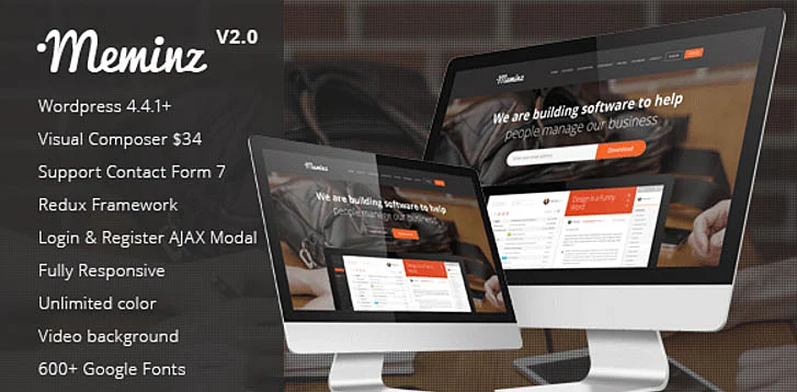 Modelo de landing page exibindo dois monitores e detalhes do produto