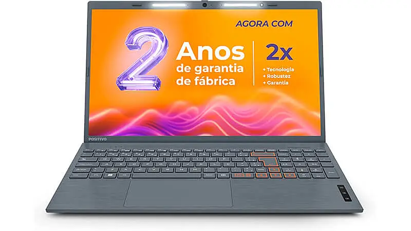 imagem de um notebook Positivo Vision C15 na cor cinza