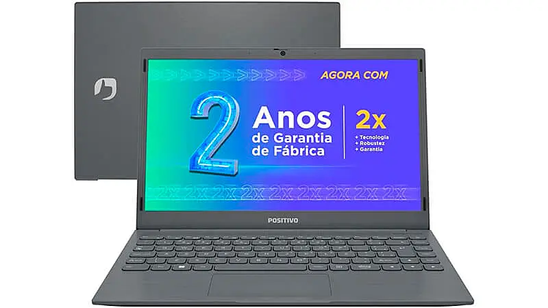 imagem de um notebook Positivo Motion C4128G-14-AX na cor grafite