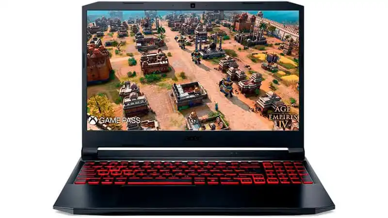 foto do notebook Acer Nitro 5 com teclado iluminado em vermelho