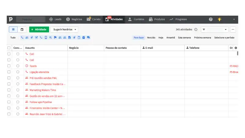 Captura de tela Pipedrive
