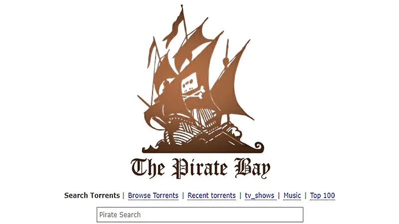 Captura de tela do The Pirate Bay