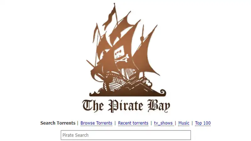 Captura de tela do The Pirate Bay