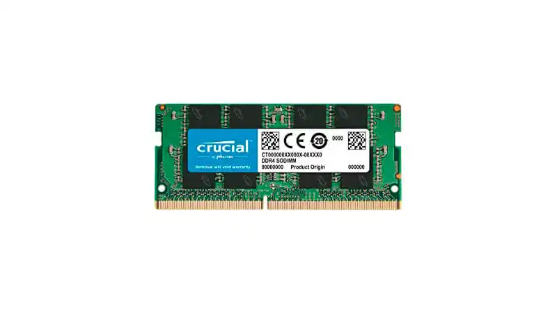 imagem de um pente de memória RAM de notebook da Crucial