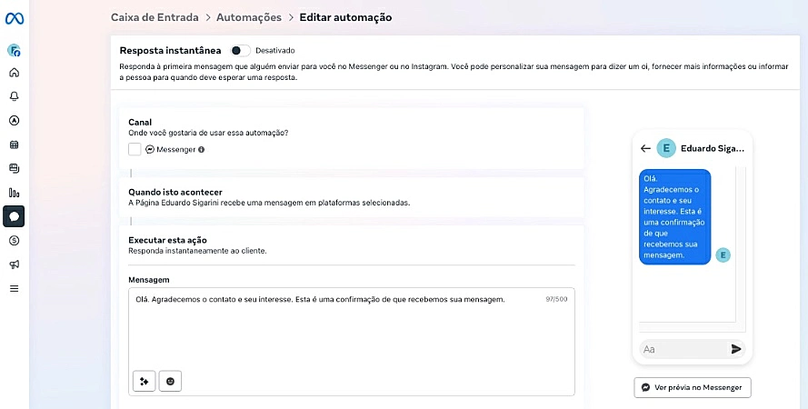 captura de tela do Meta Business Suite