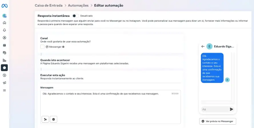 captura de tela do Meta Business Suite