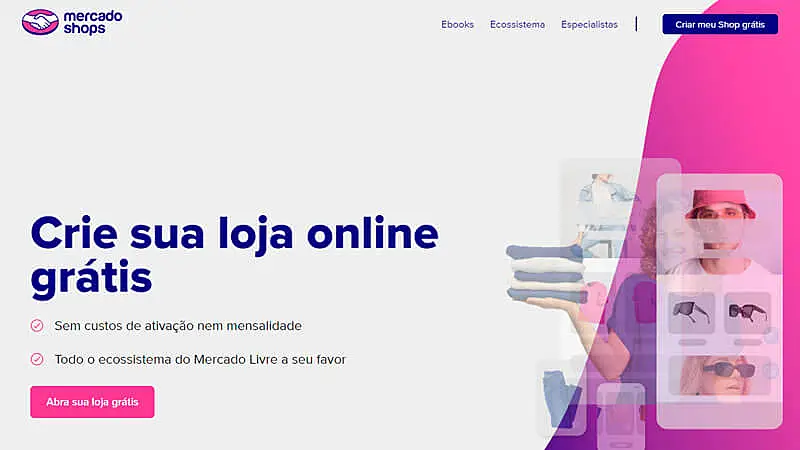 imagem que mostra a pagina inicial do site do Mercado Shops