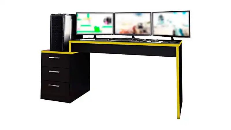 Mesa de Escritório Player Xtreme Pro imagem de uma mesa de escritório Player Xtreme Pro na cor preta com detalhes em amarelo