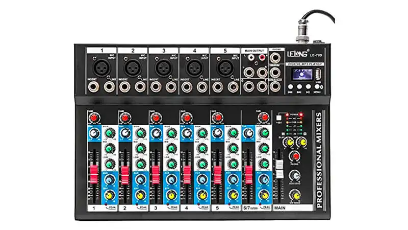 imagem de uma mesa de som Lelong vista de cima