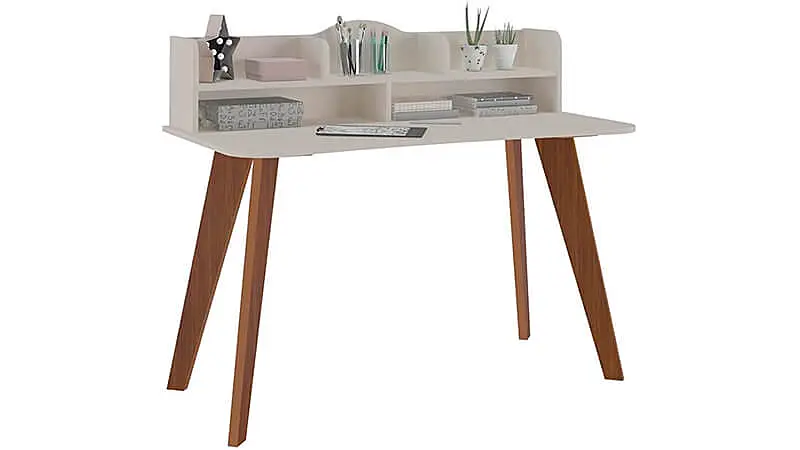 imagem de uma escrivaninha Sofia da Artely na cor branca com cinco nichos