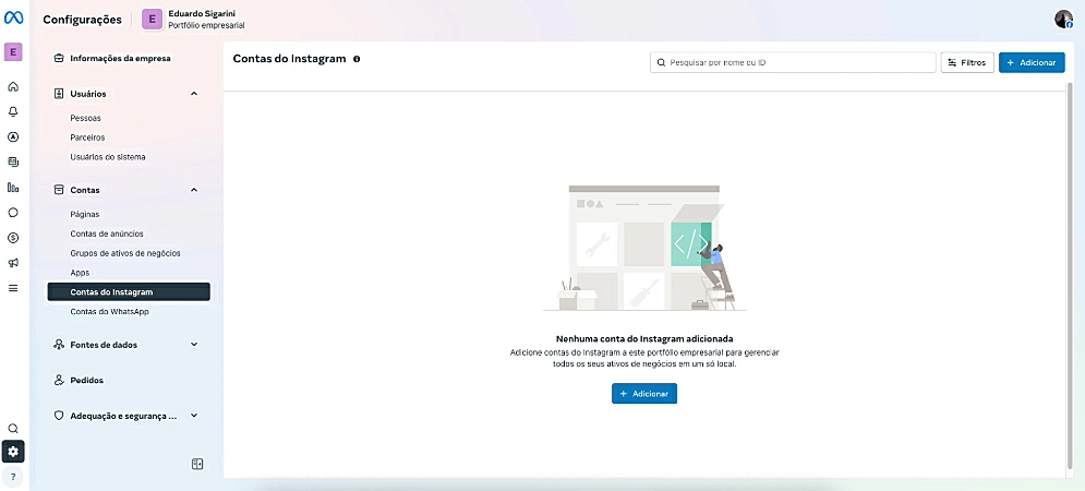 Captura de tela do Meta Business Suite